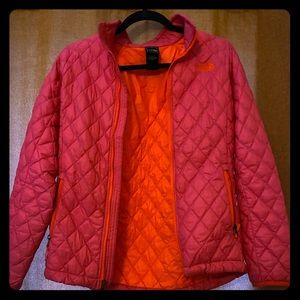 Pink and orange girls North Face jacket